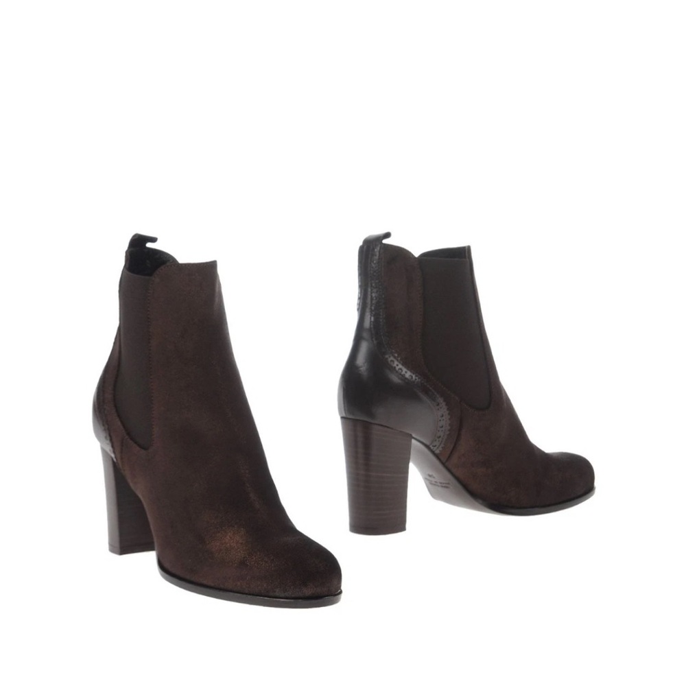 Rare Andrea Catini Italian Booties, Brown Sparkly Suede Finish, New, Size 39